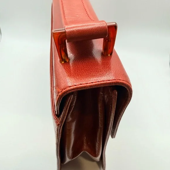 VINTAGE Prada Madras Bachel Leather Flap Bag - Porpora Red Tortoise - Picture 4 of 15